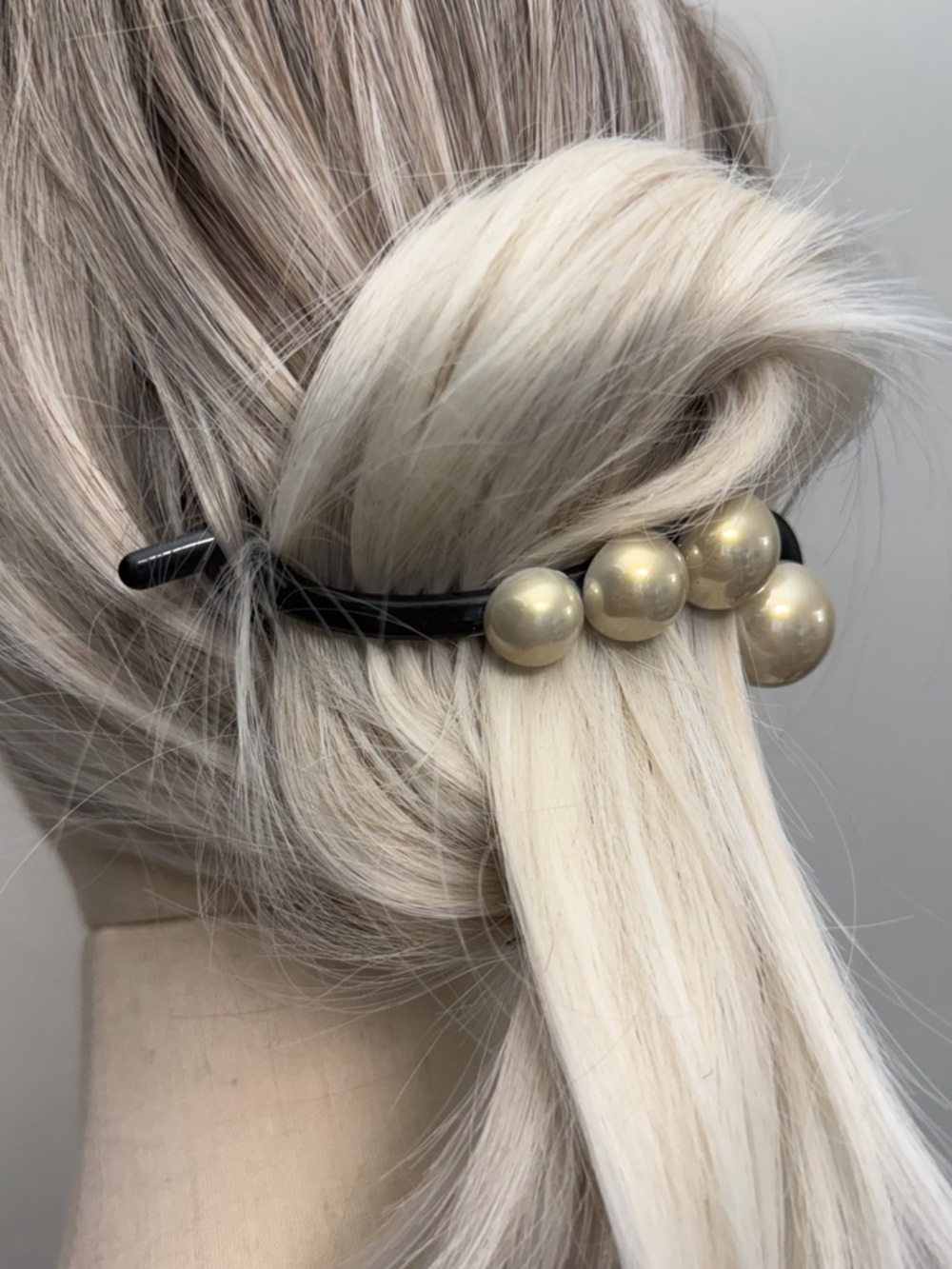 Pearl Hair Clip Barrette Black Gold Pearl Minimalist Hair Accessory Women - Picture 2 of 5